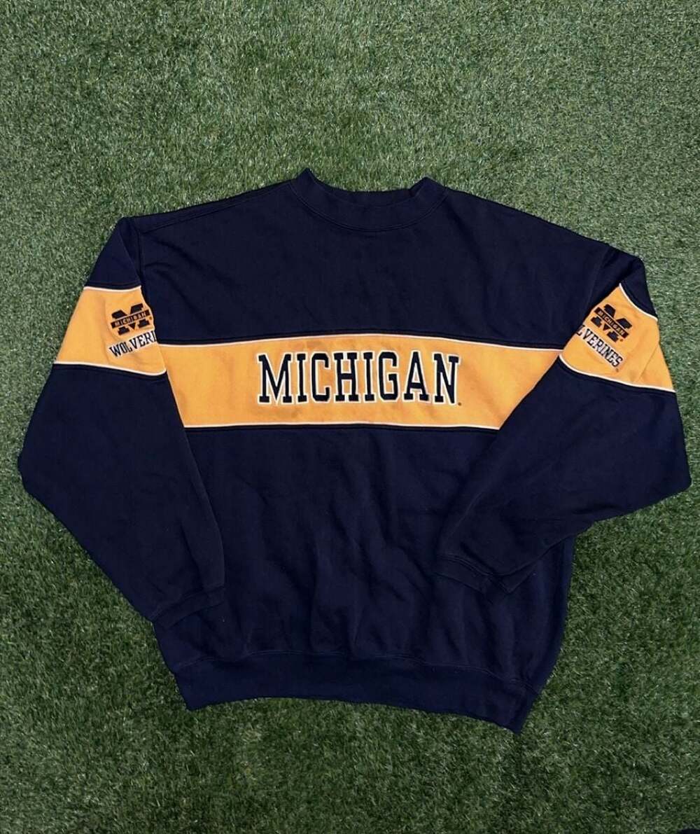 Vintage Michigan Wolverines Crewneck Sweatshirt Navy/Yellow